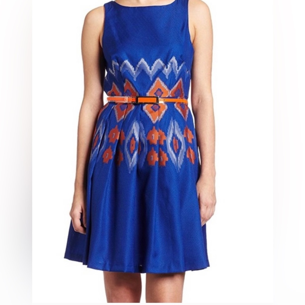 Eva Franco Blue Geometric Print Dress Size 2